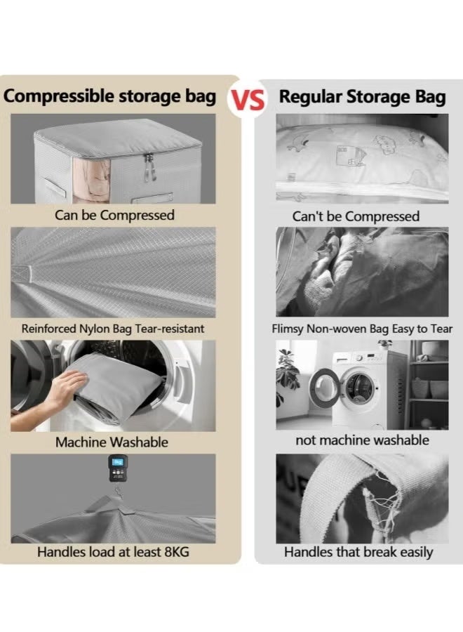 JACIRCLE Self Compression Storage Bags Large Capacity Blanket Storage Bags 2-Layer Ultra Space Closet Organizers Saving Self Compression Organizer, Washable Compression Bags for Storage for Bedding, Pillow, Duvet, Sheet Storage with Zipper Window - Image 5